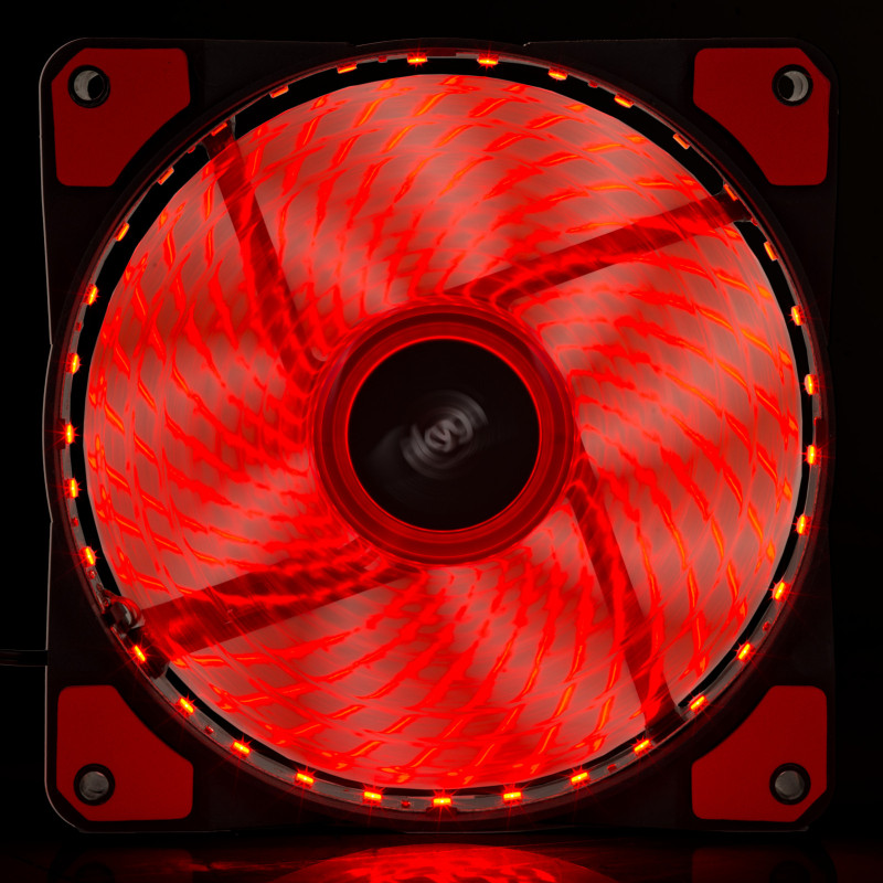 Akyga AW-12E-BR 120 mm behuizingsventilator, 33 rode leds, Molex, zwart