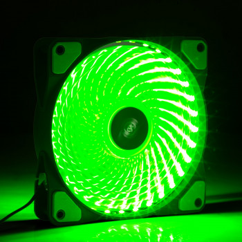 Akyga AW-12E-BG 120 mm behuizingsventilator, 33 groene leds, Molex, zwart