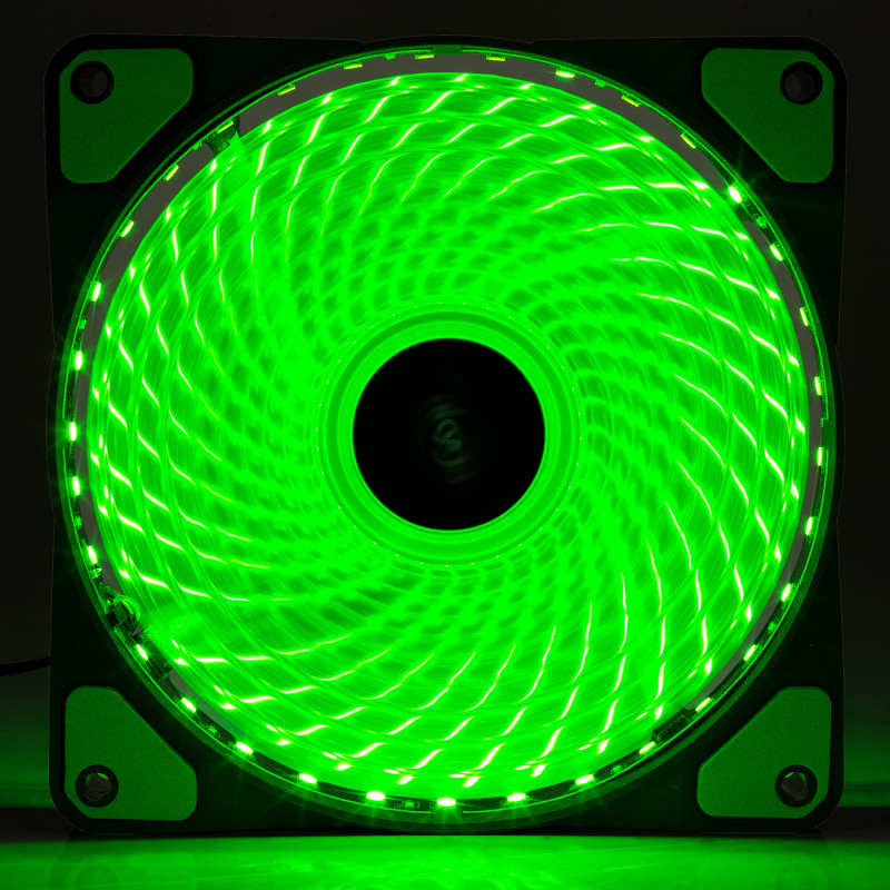 Akyga AW-12E-BG 120 mm behuizingsventilator, 33 groene leds, Molex, zwart