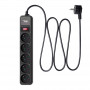 Akyga AK-SP-05B overspanningsbeveiliging stekkerdoos, 5x Franse stopcontacten CEE 7/5 (type E), schakelaar, 3 m, zwart