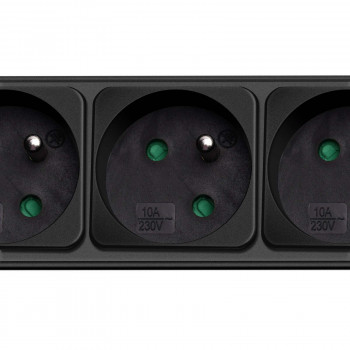 Akyga AK-SP-05B overspanningsbeveiliging stekkerdoos, 5x Franse stopcontacten CEE 7/5 (Type E), schakelaar, 3 m, zwart