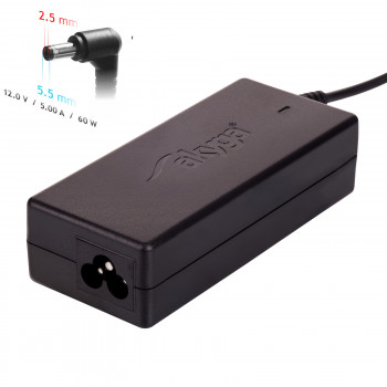 Akyga AK-ND-30 voeding 12 V, 5 A, 60 W, 5,5 x 2,5 mm, voor mini-pc / led, 1,2 m