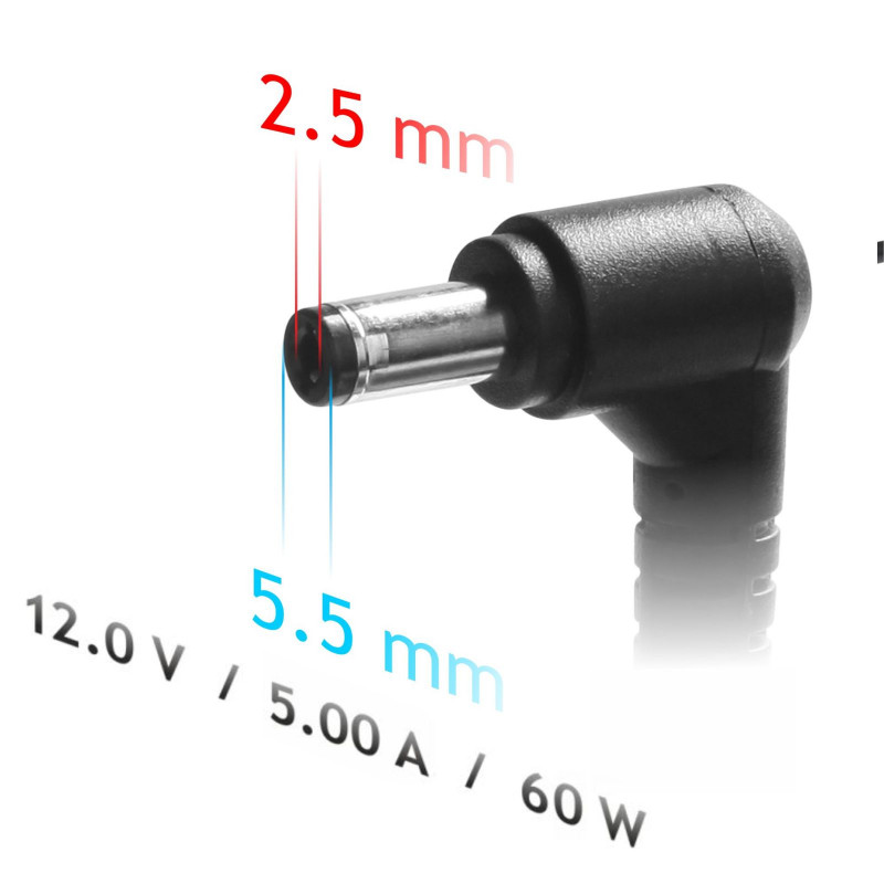 Akyga AK-ND-30 voeding 12 V, 5 A, 60 W, 5,5 x 2,5 mm, voor mini-pc / led, 1,2 m
