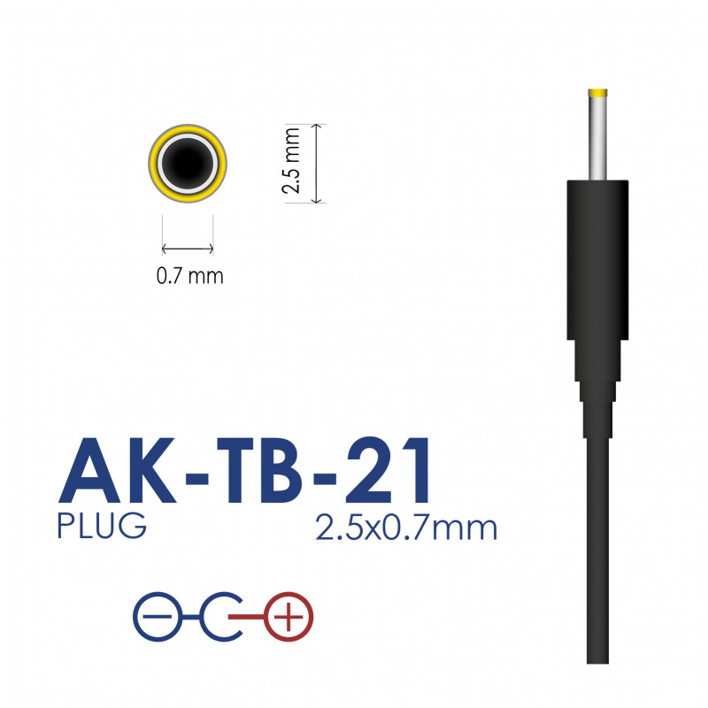 Akyga AK-TB-21 universele voeding 5 V / 2 A 10 W, DC 2,5 x 0,7 mm, 1,5 m, zwart