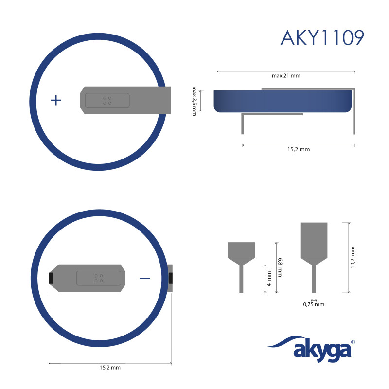 Akyga AKY1109 CR2032 HP2B lithiumbatterij 3 V 210 mAh met 2 pinnen, 15,2 mm rastermaat (THT)