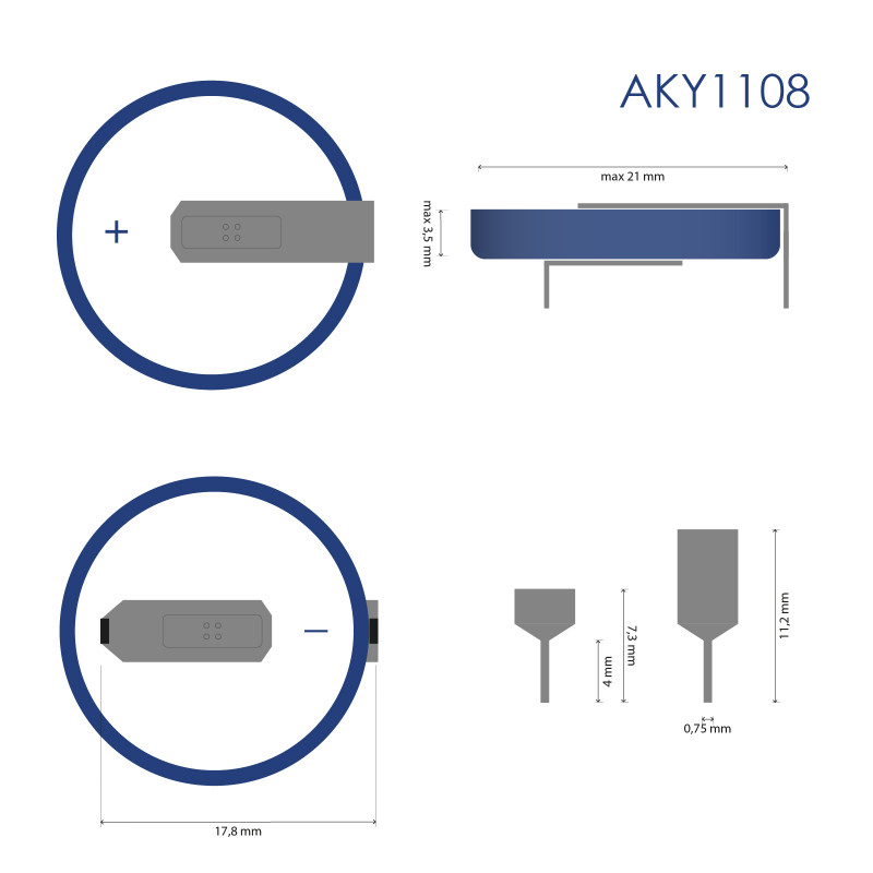 Akyga AKY1108 CR2032 HP2C lithiumbatterij 3 V 210 mAh met 2 pinnen, 17,8 mm rastermaat (THT)