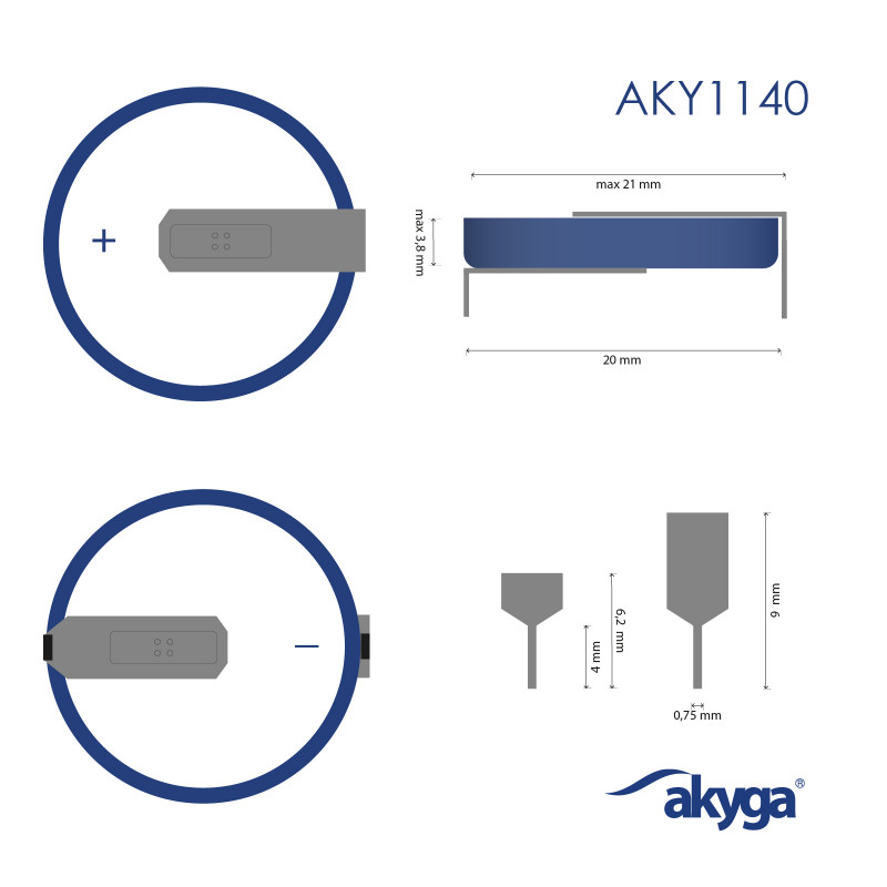 Akyga AKY1140 CR2032 HP2D lithiumbatterij 3 V 210 mAh met 2 pinnen, 20 mm rastermaat