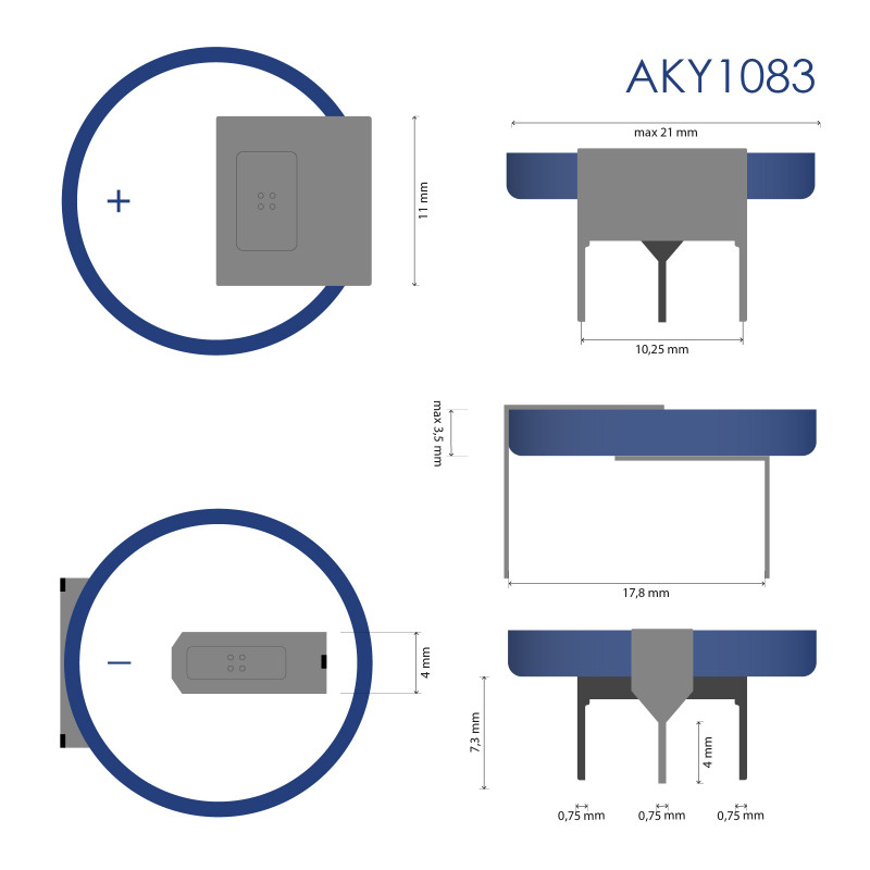 Akyga AKY1106 CR2032 HP3B lithiumbatterij 3 V 210 mAh met 3 pinnen, 15,2 mm rastermaat (THT)