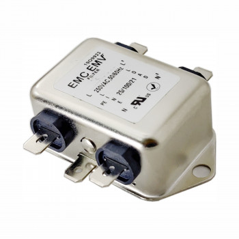 Akyga EN2010-1-F eenfasig EMC-filter, 1 A, 120-250 V AC, 50/60 Hz, 6,3 mm platte stekker