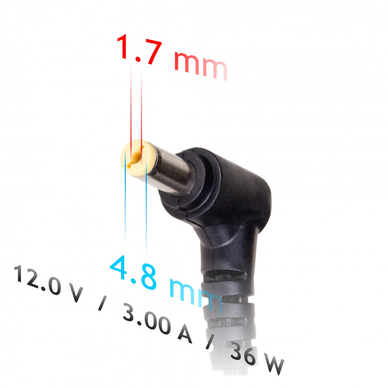 Akyga AK-ND-49 notebookvoeding 12 V / 3,0 A, 36 W, 4,8 x 1,7 mm, 1,2 m, voor ASUS