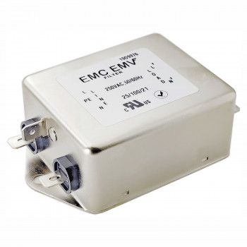 Akyga EN2080-1-F eenfasige EMI-netfilter 1 A, 120–250 V AC, 50/60 Hz, 6,3-mm-aansluitingen