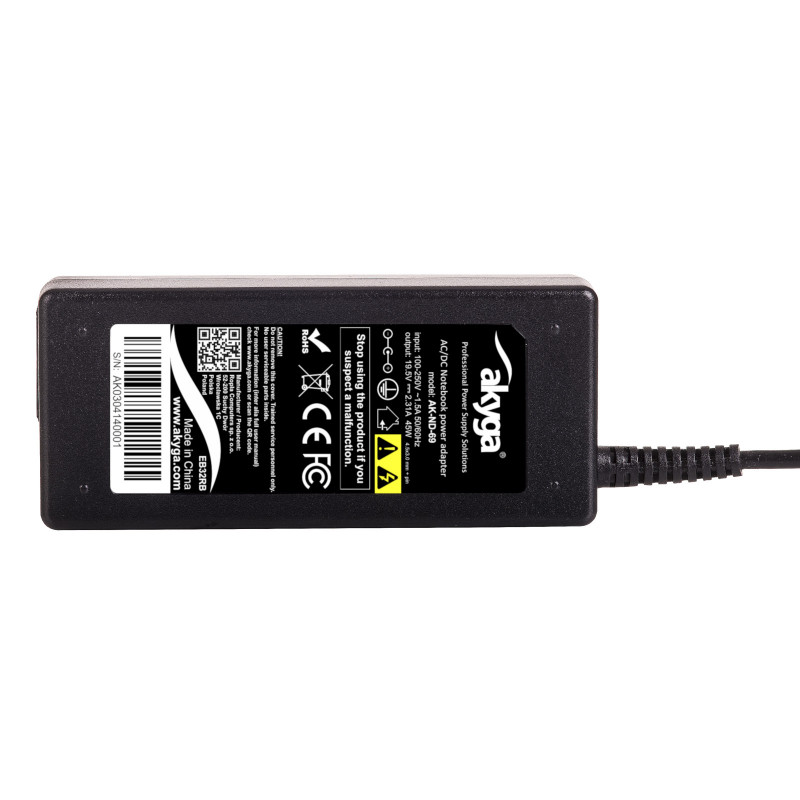 Akyga AK-ND-69 notebookvoeding 19,5 V / 2,31 A, 45 W, 4,5 x 3,0 mm + pin, 1,2 m, voor HP
