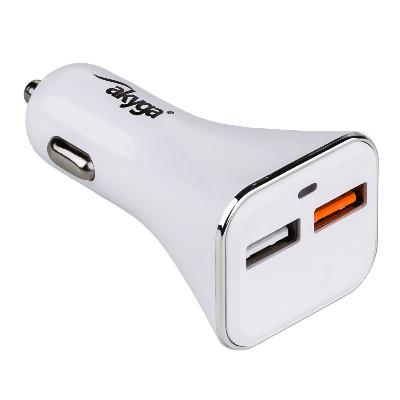 Autolader 12/24V Akyga AK-CH-08 18W 2x USB-A Quick Charge 3.0 5-12V / 1.5-3A wit