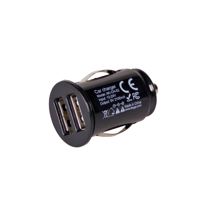 Autolader 12/24V Akyga AK-CH-02 10,5W 2x USB-A 5V / 2,1A zwart