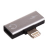 Akyga AK-AD-64 adapter Lightning (m) naar 2x Lightning (v), zilver