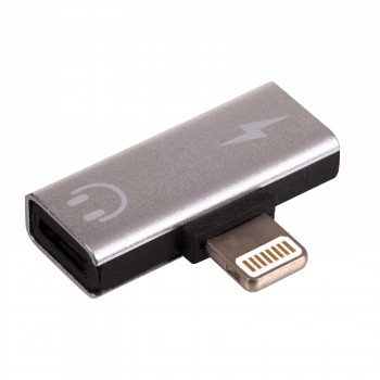 Akyga AK-AD-64 adapter Lightning (m) naar 2x Lightning (v), zilver