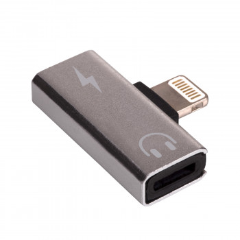 Akyga AK-AD-64 adapter Lightning (m) naar 2x Lightning (v), zilver