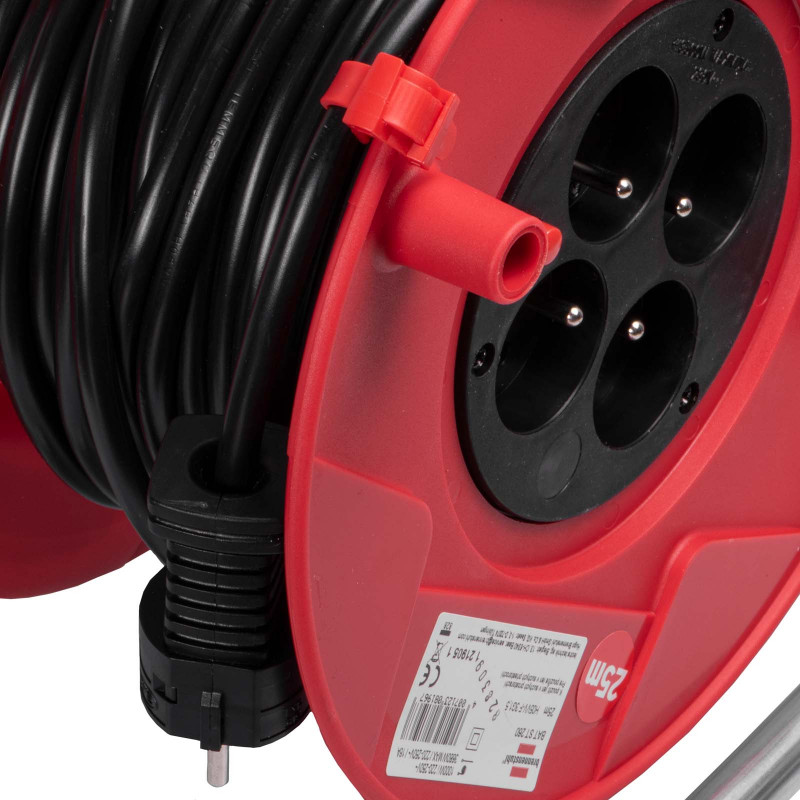 Brennenstuhl Akyga AK-CR-08 kabelhaspel, 4 stopcontacten, IP20, 25 m, rood