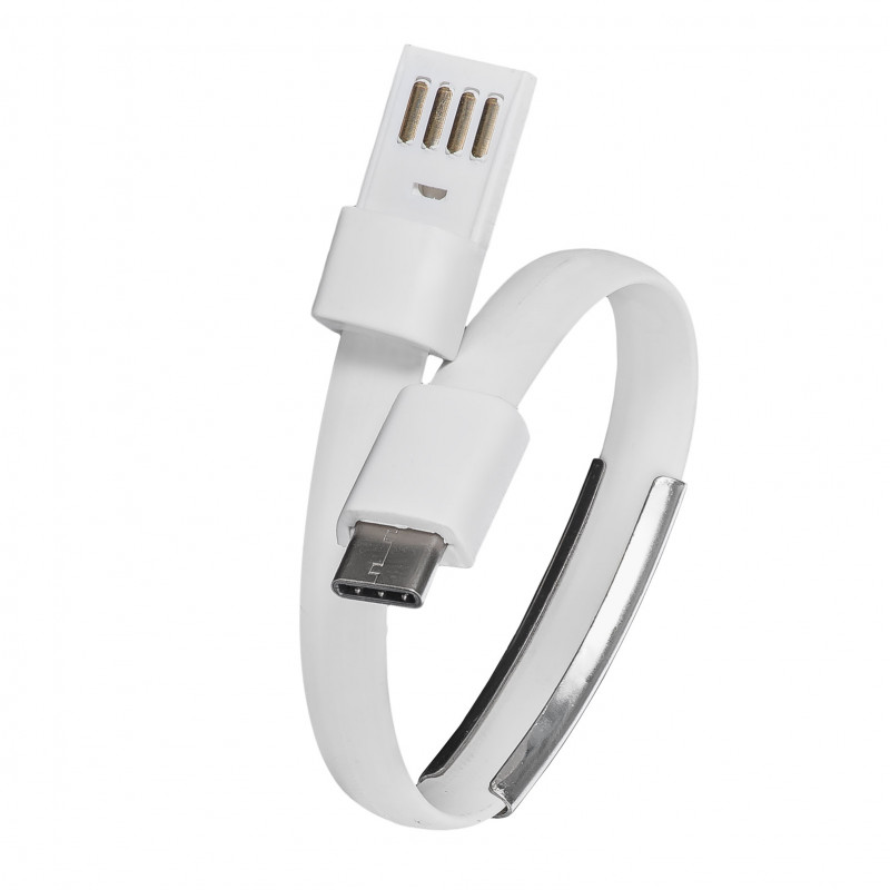 Akyga AK-AD-47 polsband-USB-kabel, USB-C (m) / USB-A, USB 2.0, 23 cm, wit