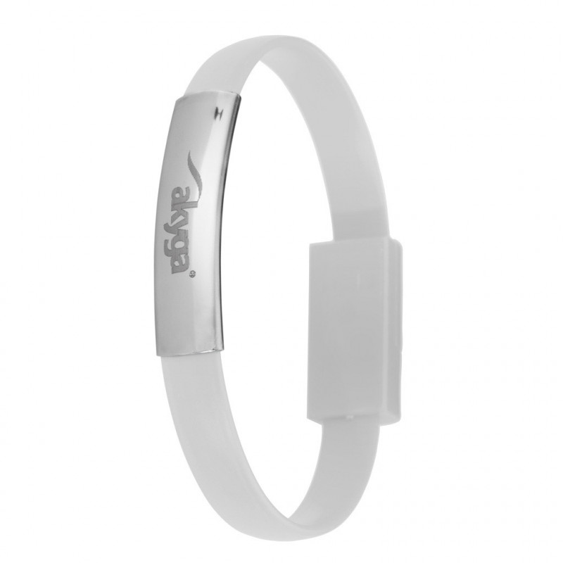 Akyga AK-AD-34 polsband-USB-kabel, Micro-USB-B (m) / USB-A, USB 2.0, 23 cm, wit