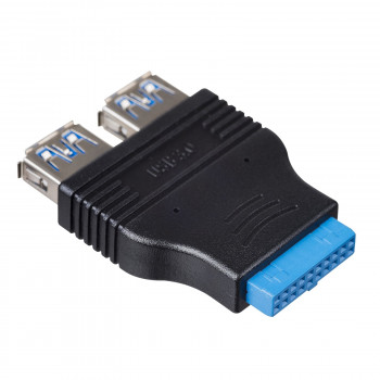 Akyga AK-CA-58 interne USB 3.0 19-pins header (F) naar 2x USB-A 3.0 (F) adapter