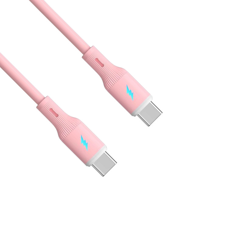 Akyga AK-USB-66 USB-kabel USB-C (m) / USB-C (m), USB 2.0, 60W, 1 m, roze, silicone