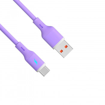 Akyga AK-USB-65 USB-kabel USB-A (m) / USB-C (m), USB 2.0, 18W, 1 m, paars, silicone