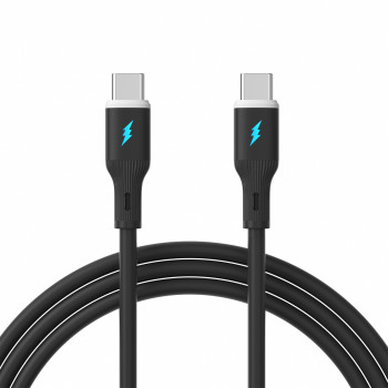 Akyga AK-USB-67 USB-kabel USB-C (m) / USB-C (m), USB 2.0, 60W, 1 m, zwart, silicone
