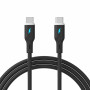 Akyga AK-USB-67 USB-kabel USB-C (m) / USB-C (m), USB 2.0, 60W, 1 m, zwart, silicone