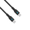 Akyga AK-USB-67 USB-kabel USB-C (m) / USB-C (m), USB 2.0, 60W, 1 m, zwart, silicone