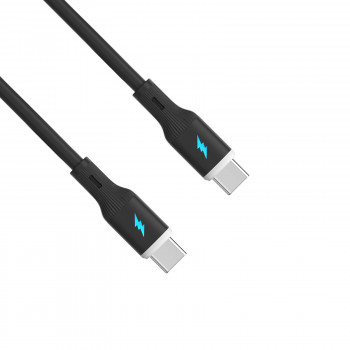 Akyga AK-USB-67 USB-kabel USB-C (m) / USB-C (m), USB 2.0, 60W, 1 m, zwart, silicone