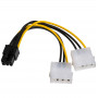 Akyga AK-CA-13 2x Molex (M) naar PCIe 6-pins (F) stroomadapterkabel, 15 cm