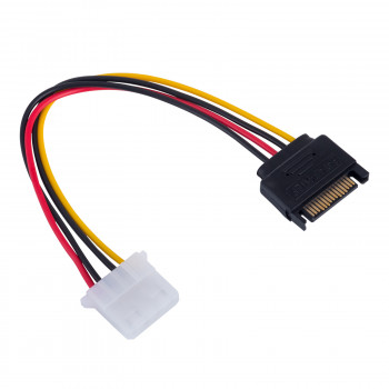 Akyga AK-CA-11 SATA-stroomvoorziening (M) naar Molex (F) adapterkabel, 15 cm
