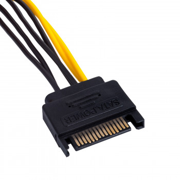 Akyga AK-CA-30 SATA-stroomvoorziening (M) naar PCIe 6-pins (F) adapterkabel, 15 cm