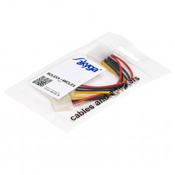 Akyga AK-CA-15 Molex (M) naar 2x Molex (F) stroomverdeelkabel, 15 cm