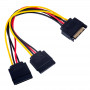 Akyga AK-CA-31 SATA-stroomverdeelkabel, SATA (stekker) naar 2x SATA (bus), 2x 15 cm