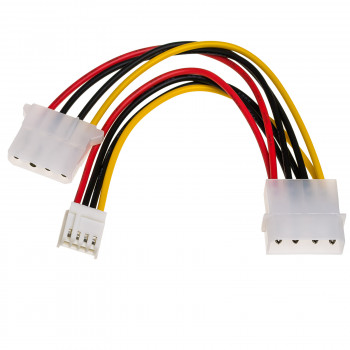 Akyga AK-CA-14 Molex (M) naar Molex (F) + Mini Molex (F) stroomverdeelkabel, 15 cm