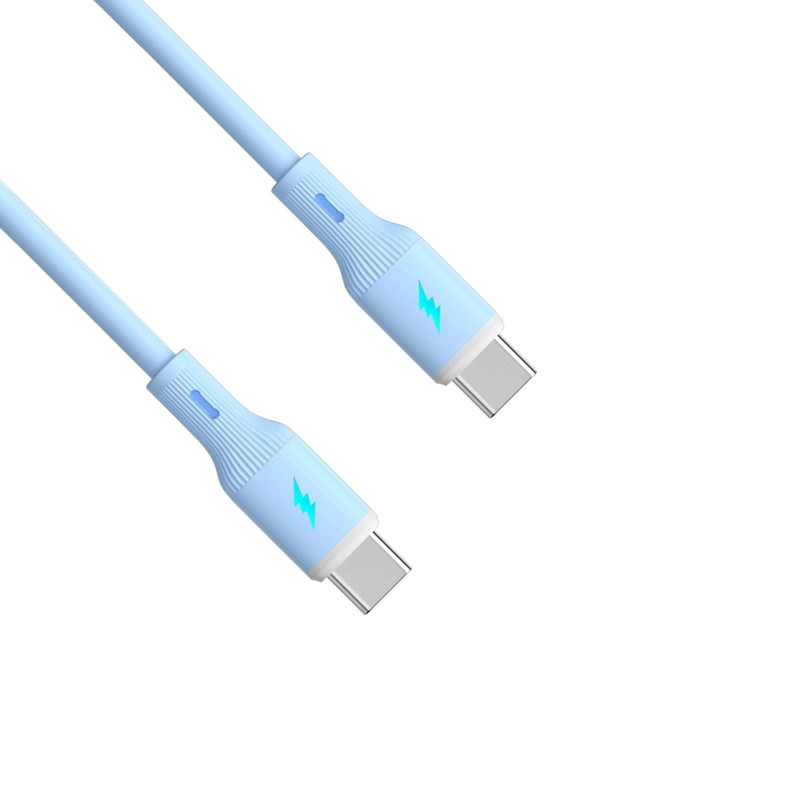Akyga AK-USB-68 USB-kabel USB-C (m) / USB-C (m), USB 2.0, 60W, 1 m, blauw, silicone