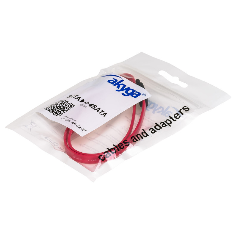 Akyga AK-CA-27 SATA-III-datakabel, 6 Gb/s, 0,5 m, rood