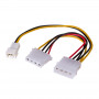 Akyga AK-CA-35 ventilator-stroomverdeler Molex (bus) naar Molex (stekker) + 3-pins 12 V (stekker), 2x 15 cm