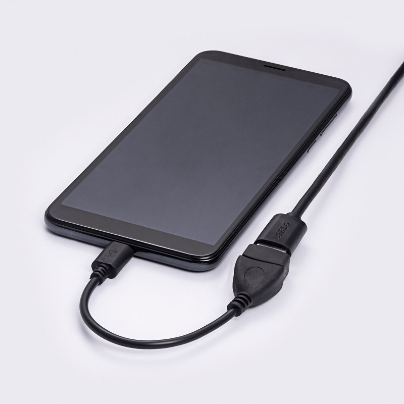 Akyga AK-AD-09 Micro USB-B (M) naar USB-A (F) OTG-adapterkabel, 15 cm, zwart