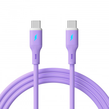 Akyga AK-USB-70 USB-kabel USB-C (m) / USB-C (m), USB 2.0, 60W, 1 m, paars, silicone