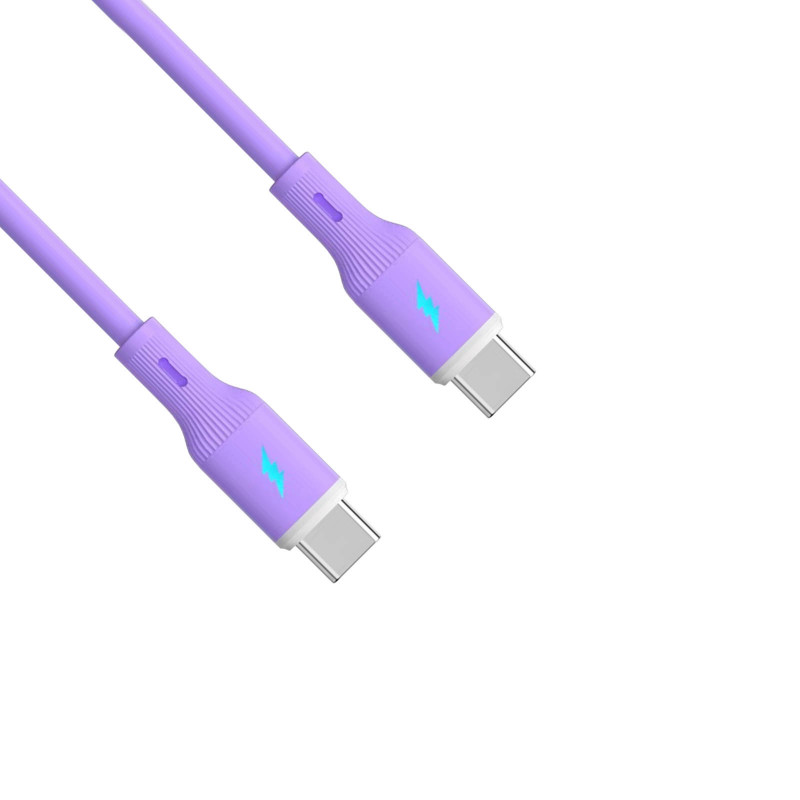 Akyga AK-USB-70 USB-kabel USB-C (m) / USB-C (m), USB 2.0, 60W, 1 m, paars, silicone