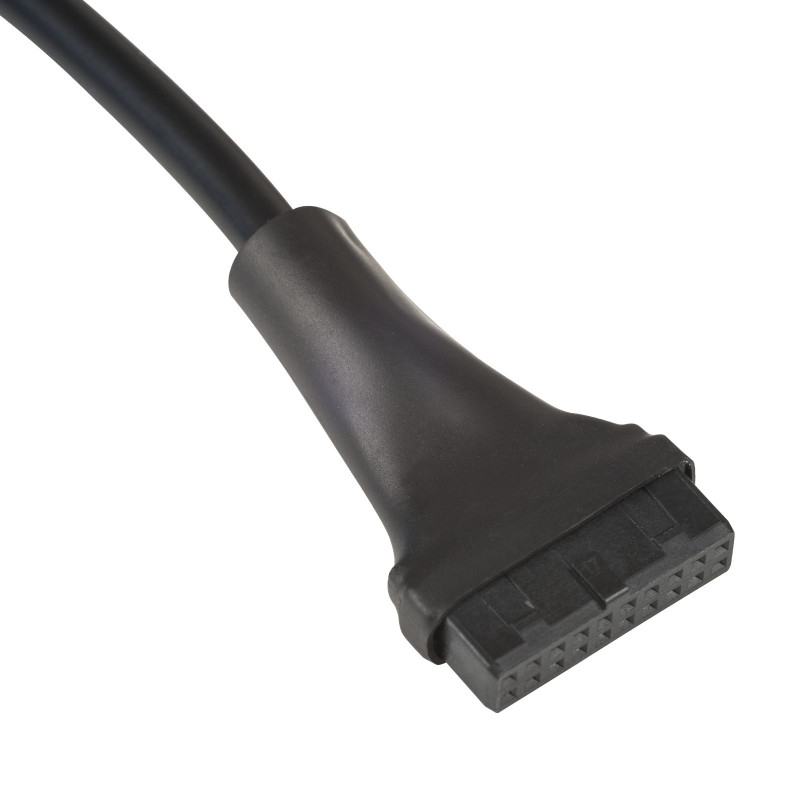 Akyga AK-CA-75 interne USB 2.0 9-pins (M) naar USB 3.0 19-pins (F) header-adapterkabel, 20 cm, zwart