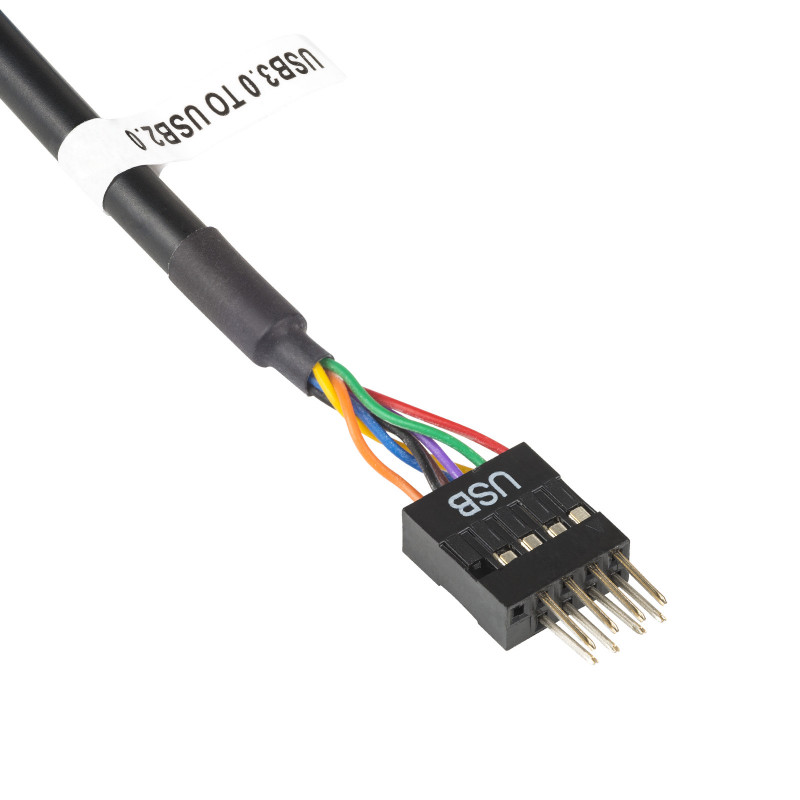 Akyga AK-CA-75 interne USB 2.0 9-pins (M) naar USB 3.0 19-pins (F) header-adapterkabel, 20 cm, zwart