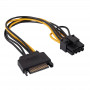 Akyga AK-CA-80 SATA-stroom naar PCIe 6+2-pin adapterkabel, 15 cm