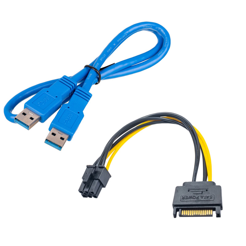 Akyga AK-CA-64 PCIe x1 naar x16 riser-kit met 55 cm USB-3.0-kabel