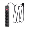 Akyga AK-SP-06B overspanningsbeveiliging stekkerdoos, 5x Schuko-stopcontacten CEE 7/3 (Type F), schakelaar, 3 m, zwart