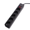 Akyga AK-SP-06B overspanningsbeveiliging stekkerdoos, 5x Schuko-stopcontacten CEE 7/3 (type F), schakelaar, 3 m, zwart
