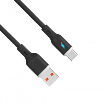 Akyga AK-USB-62 USB-kabel USB-A (m) / USB-C (m), USB 2.0, 18W, 1 m, zwart, siliconen
